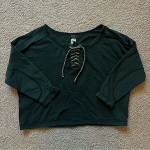 Free People Green Henley Top